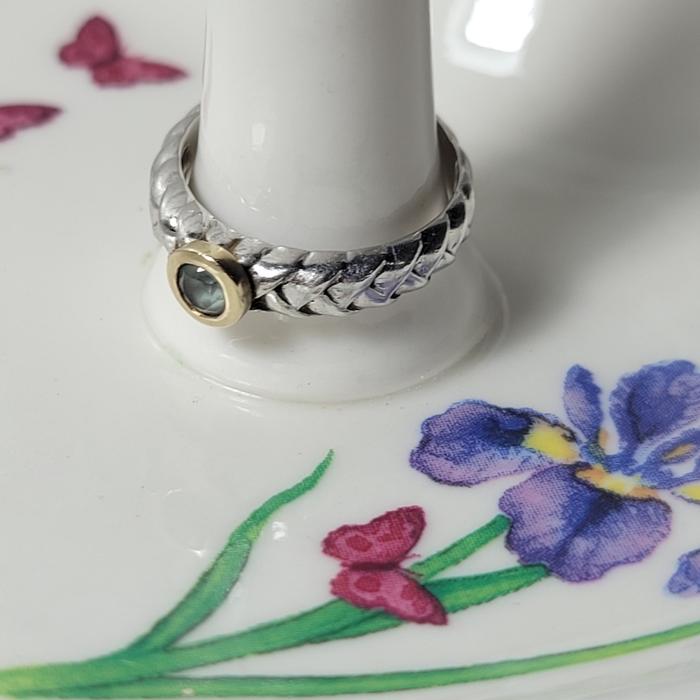 ❤ 925-SILVER AND 10K GOLD RING SIZE 7 - Picture 9 of 15